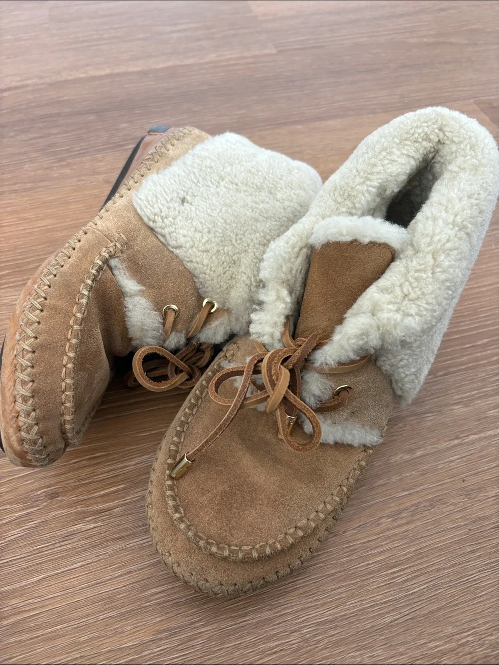 Tory Burch shearling suede slip ons